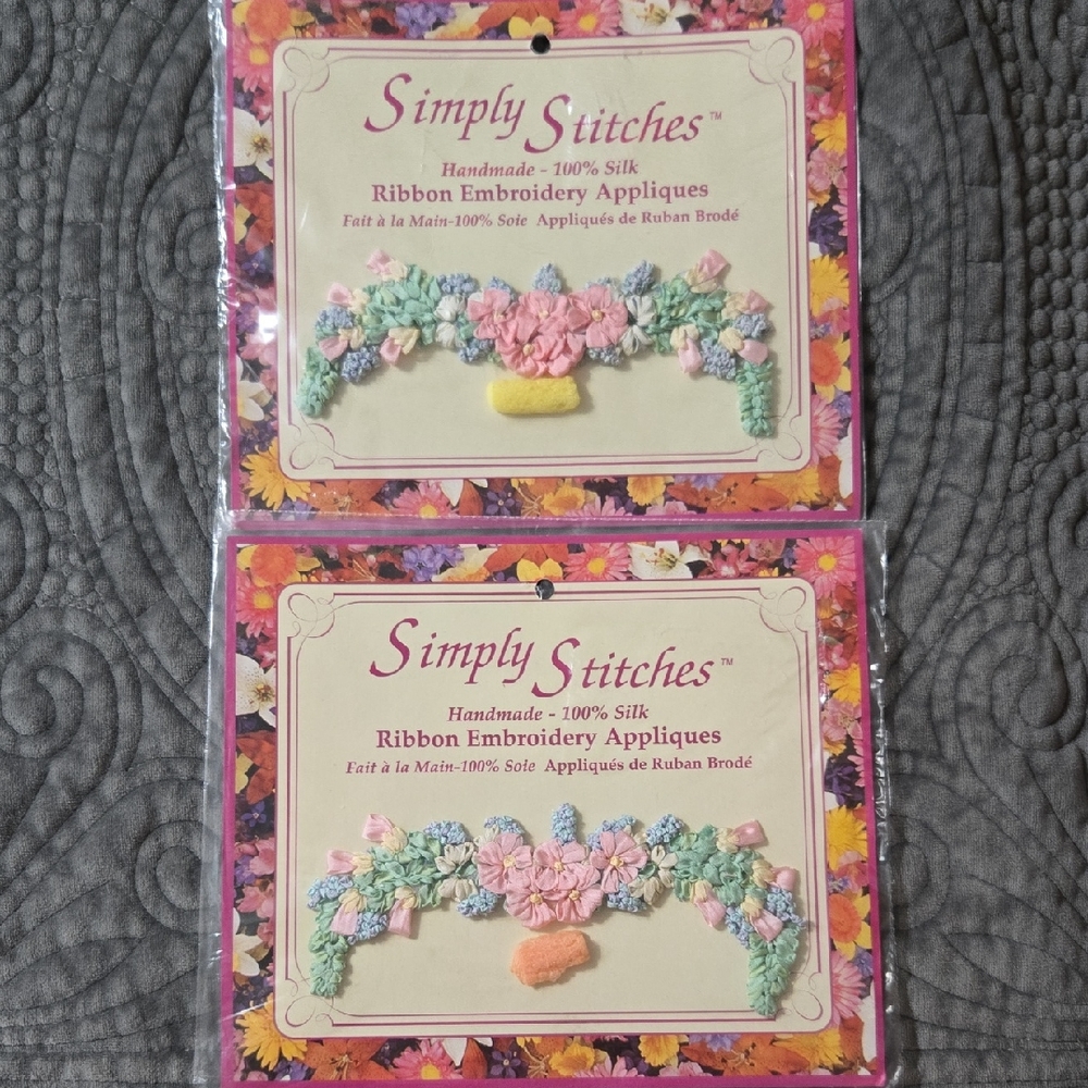 Vtg Simply Stitches Silk Ribbon Embroidery Appliques